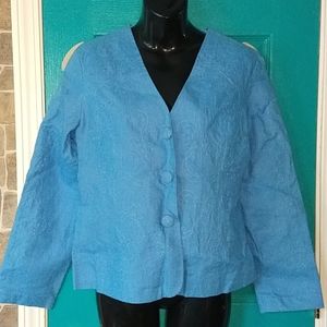 Carol little medium linen embroidered blue jacket